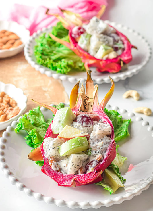 Healthy dragon fruit Waldorf salad