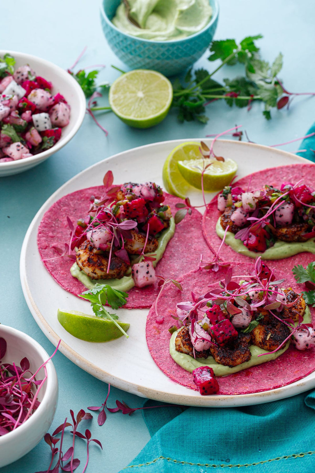 Dragon fruit portobello tacos